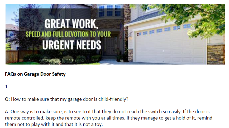 FAQs on Garage Door Safety - Garage Door Repair Scituate