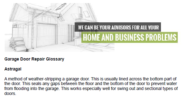 Garage Door Repair Glossary - Garage Door Repair Scituate